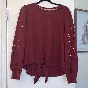 Burgundy pearl sweater